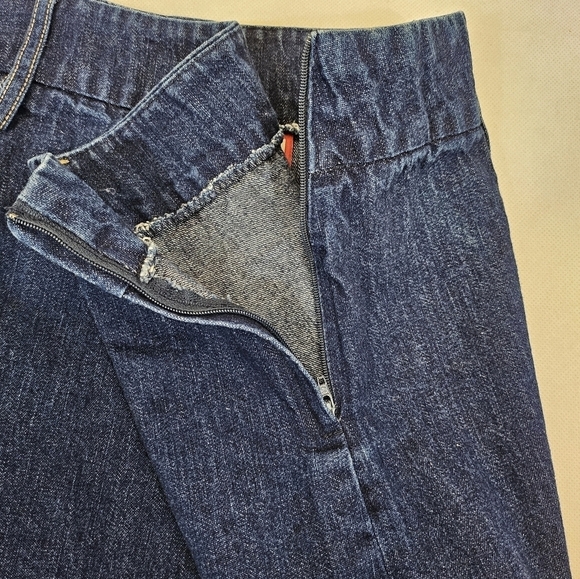 Old Navy Side Zip Denim Dark Blue Mini Skirt 100% Cotton Size 10 - Picture 4 of 5